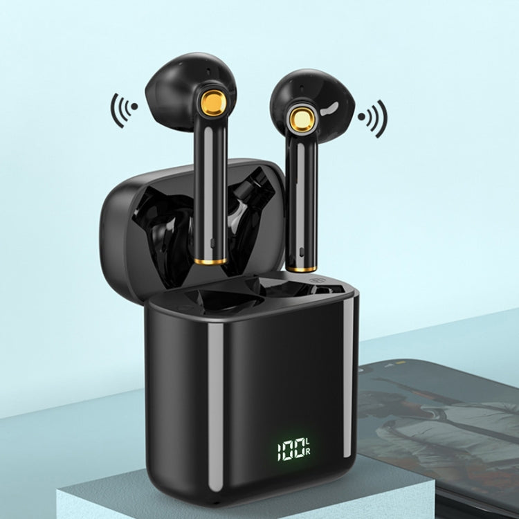 Écouteurs Bluetooth intra-auriculaires F730 TWS, étanches IPX4, affichage numérique, noirs